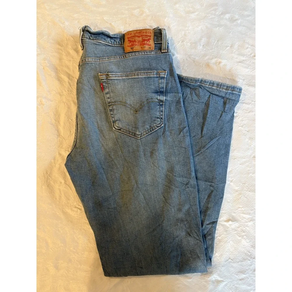 Levi's Mens 514 Straight Jeans W34 L32 Original Blue Regular Denim Pants